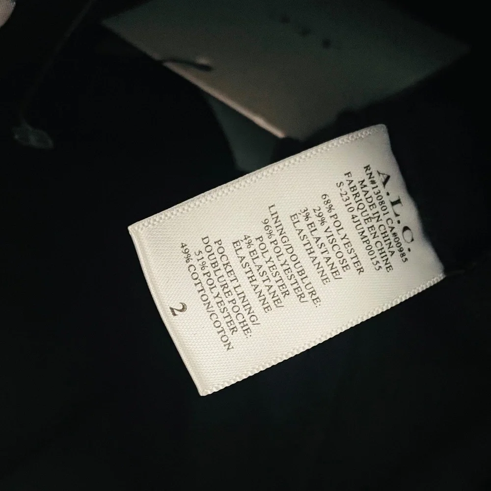 ALC Strapless Apron Front Black Tailored Belted Widish Leg Jumpsuit - Picture 11 of 16